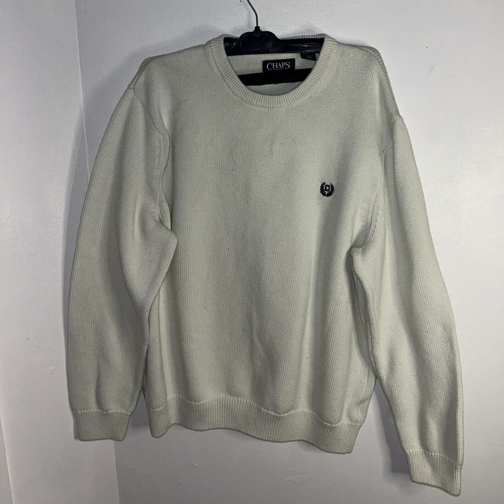 Chaps Men's Cream Long Sleeve Pullover Heavy Warm‎ Sweater XL